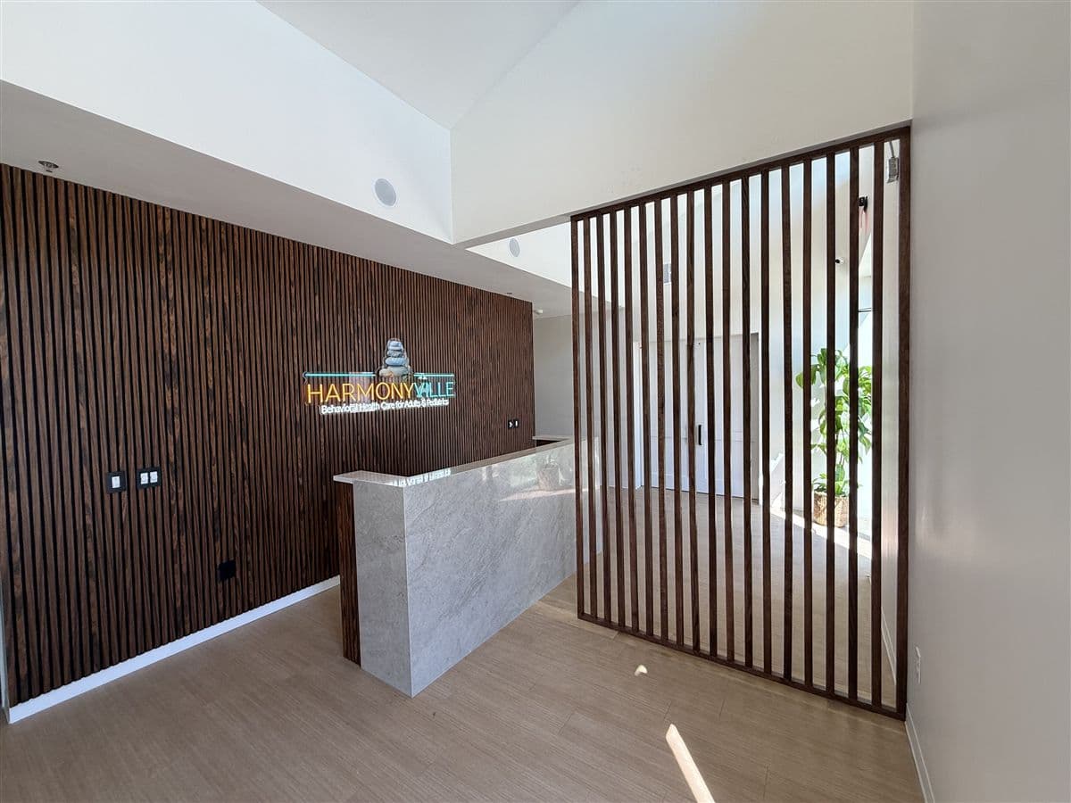 Office reception slat divider
