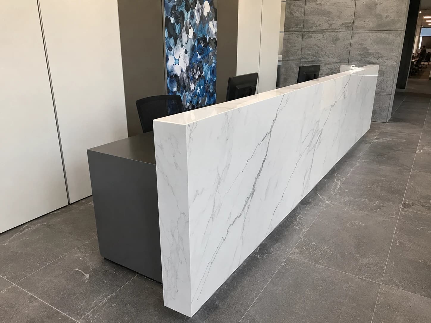 Marble waterfall reception build-out