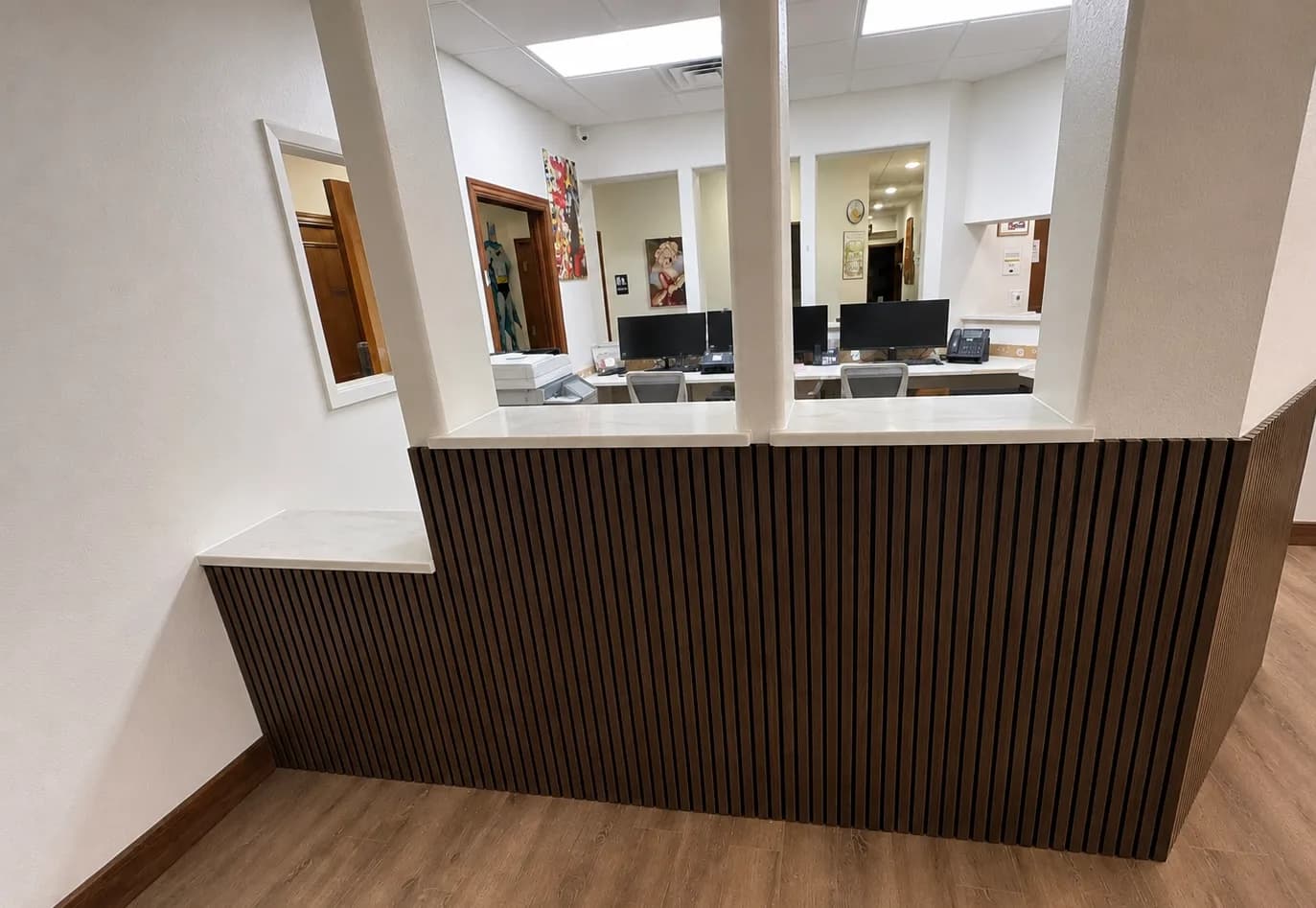 Slat-clad millwork & service windows, Mansfield