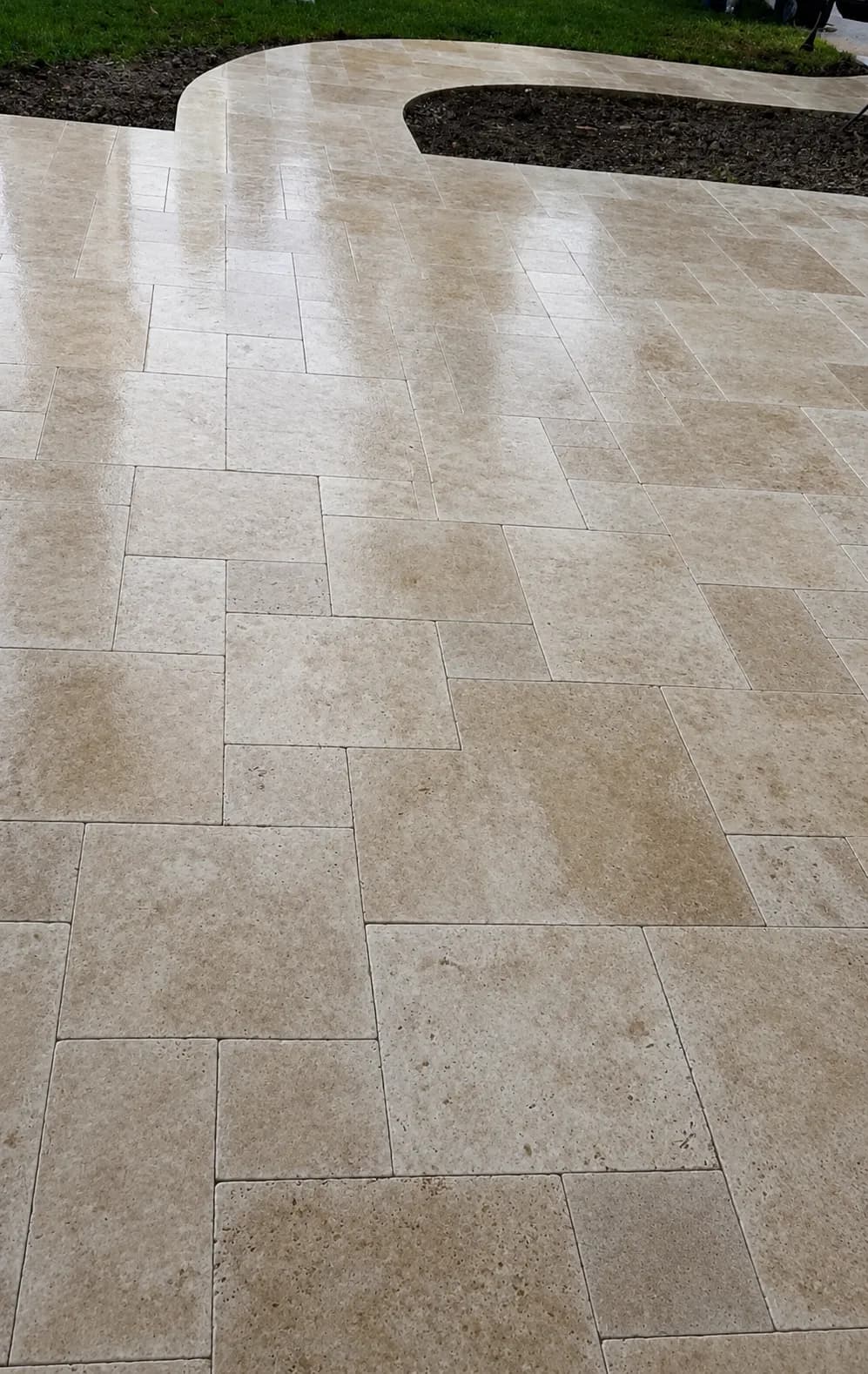 French-pattern travertine courtyard, Dallas
